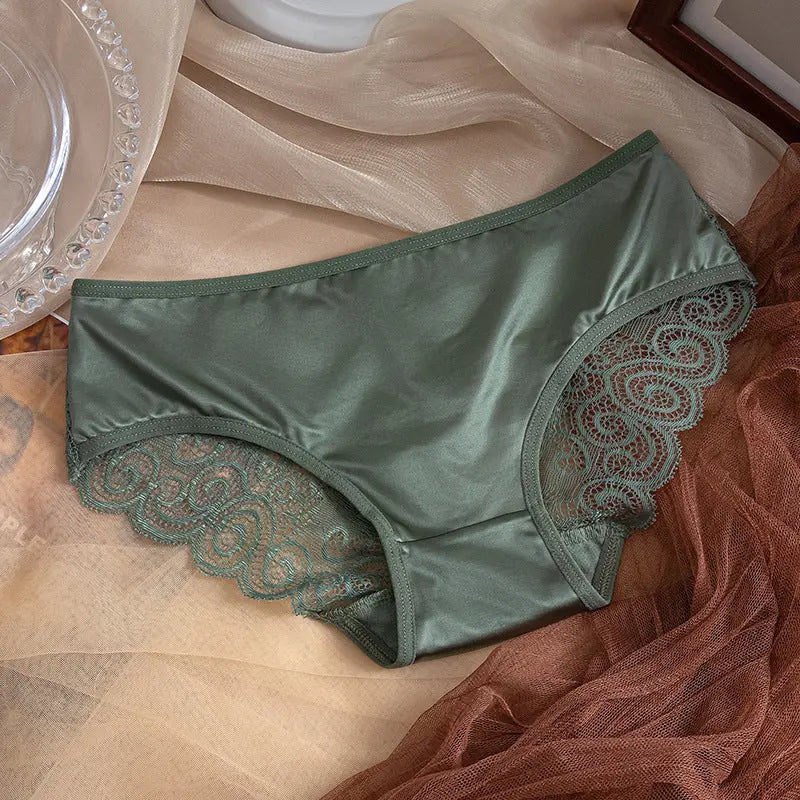 New sexy hollow thin strap cross women's underwear comfortable breathable lace satin stitching women's briefs Alice Thong