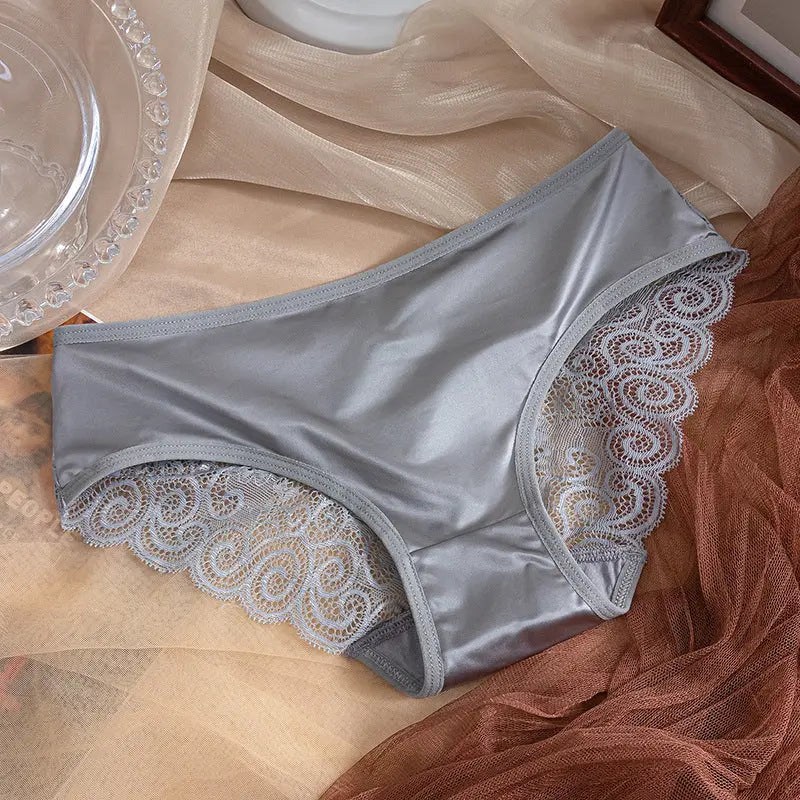 New sexy hollow thin strap cross women's underwear comfortable breathable lace satin stitching women's briefs Alice Thong
