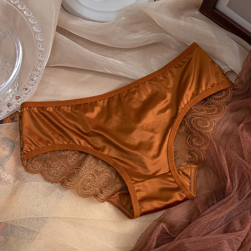 New sexy hollow thin strap cross women's underwear comfortable breathable lace satin stitching women's briefs Alice Thong
