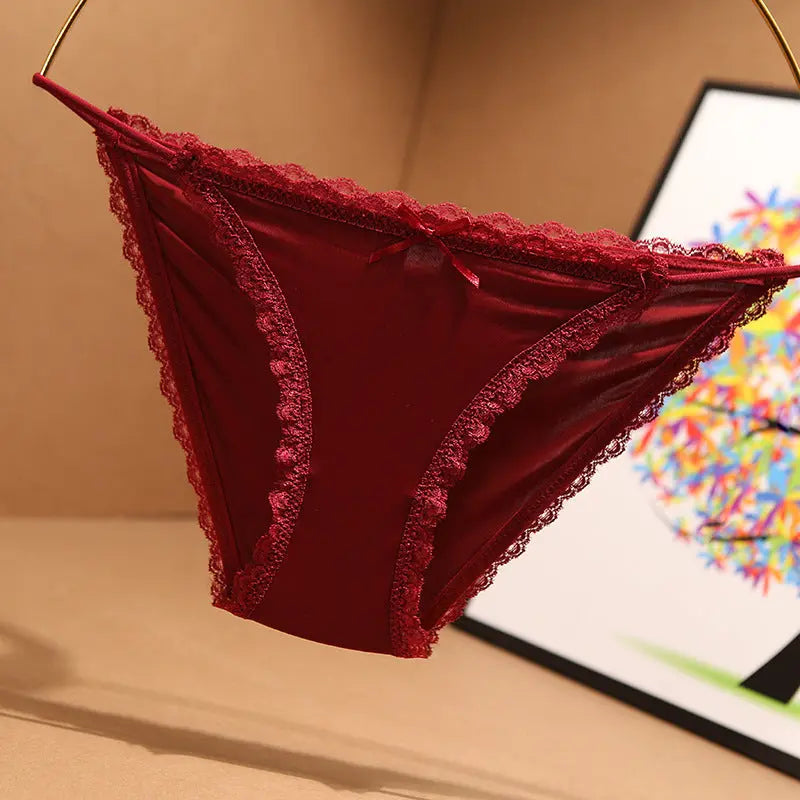 New style ice silk seamless Japanese sexy thin belt underwear for women European and American pure cotton crotch low waist lace edge girls plus size Alice Thong