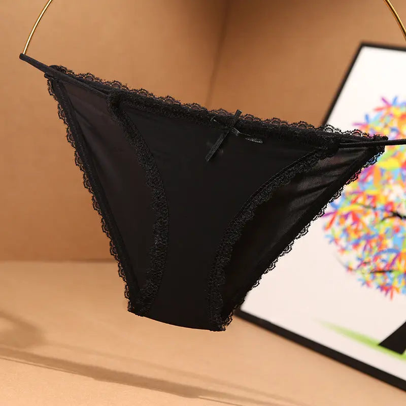 New style ice silk seamless Japanese sexy thin belt underwear for women European and American pure cotton crotch low waist lace edge girls plus size Alice Thong