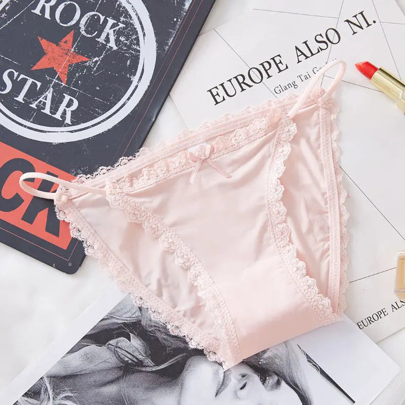 New style ice silk seamless Japanese sexy thin belt underwear for women European and American pure cotton crotch low waist lace edge girls plus size Alice Thong