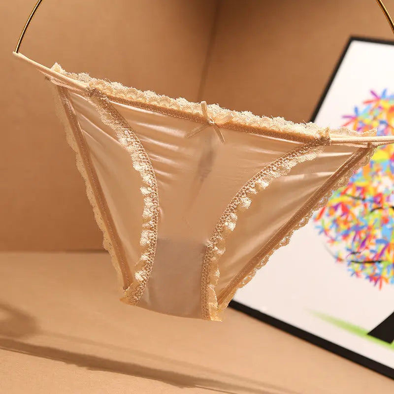 New style ice silk seamless Japanese sexy thin belt underwear for women European and American pure cotton crotch low waist lace edge girls plus size Alice Thong