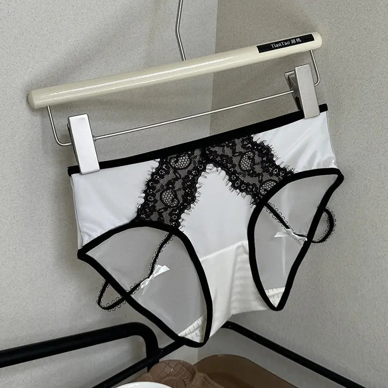 New style light luxury sexy lace panties women's satin mesh briefs low waist hollow pure desire girl panties Alice Thong