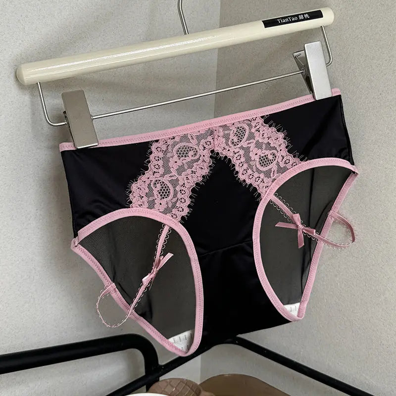 New style light luxury sexy lace panties women's satin mesh briefs low waist hollow pure desire girl panties Alice Thong