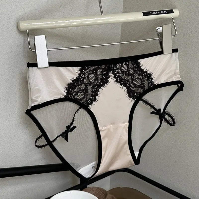 New style light luxury sexy lace panties women's satin mesh briefs low waist hollow pure desire girl panties Alice Thong