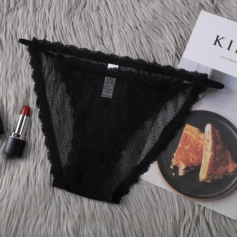 New style underwear for women, sexy lace pure cotton crotch, sexy thin straps, low waist, summer thin mesh mood briefs Alice Thong