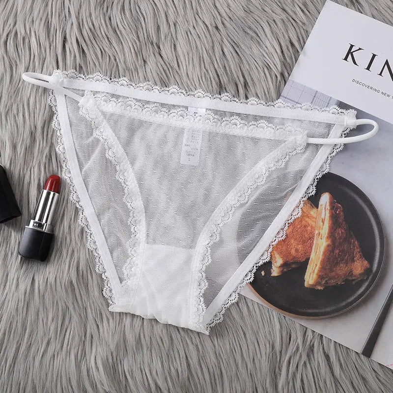 New style underwear for women, sexy lace pure cotton crotch, sexy thin straps, low waist, summer thin mesh mood briefs Alice Thong