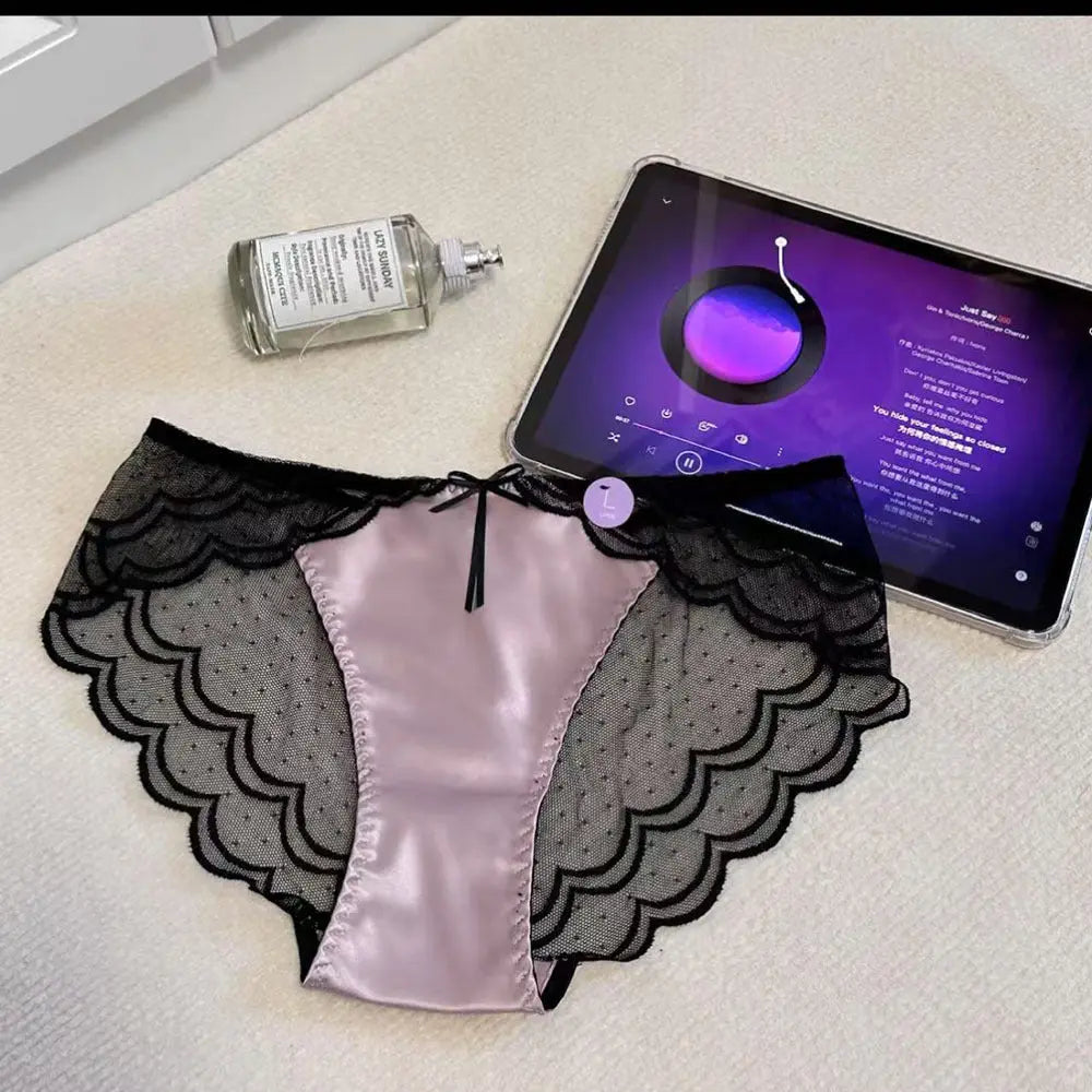 NewSexy European Lace Underwear Silk Satin Net Transparent Playful Polka Dot 气质 Summer Women's Triangle Panties Alice Thong