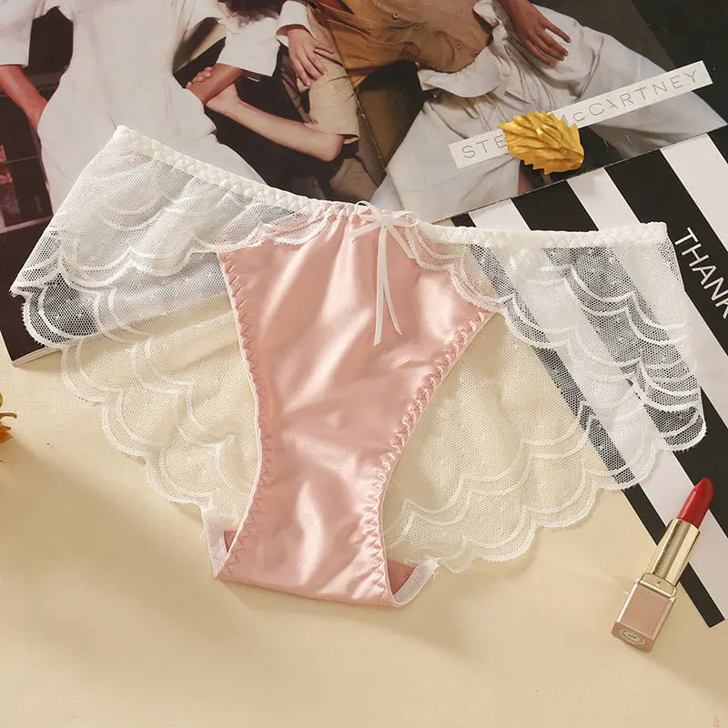 NewSexy European Lace Underwear Silk Satin Net Transparent Playful Polka Dot 气质 Summer Women's Triangle Panties Alice Thong