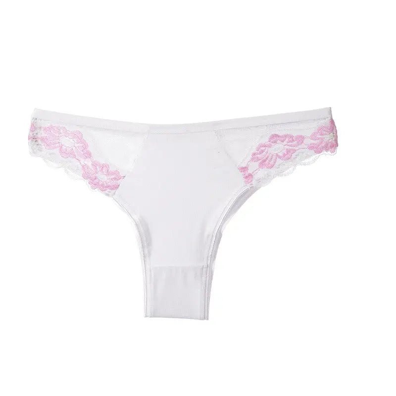 Pure cotton women's underwear seamless thong sexy lace splicing pure cotton underwear women's European and American large size T pants - Alice Thong