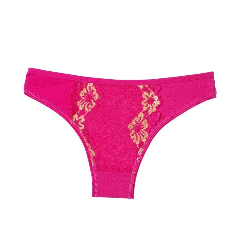 Women's panties pure cotton sexy low waist seamless thong girls hip lift embroidered T-word panties panties - Alice Thong