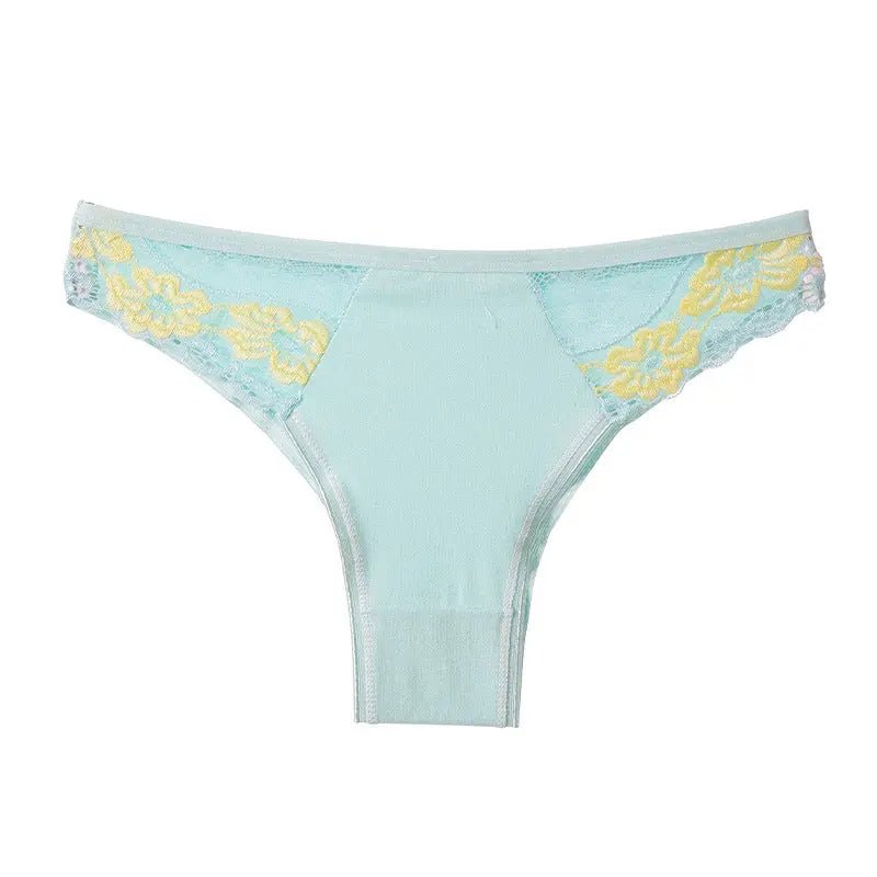 Pure cotton women's underwear seamless thong sexy lace splicing pure cotton underwear women's European and American large size T pants - Alice Thong