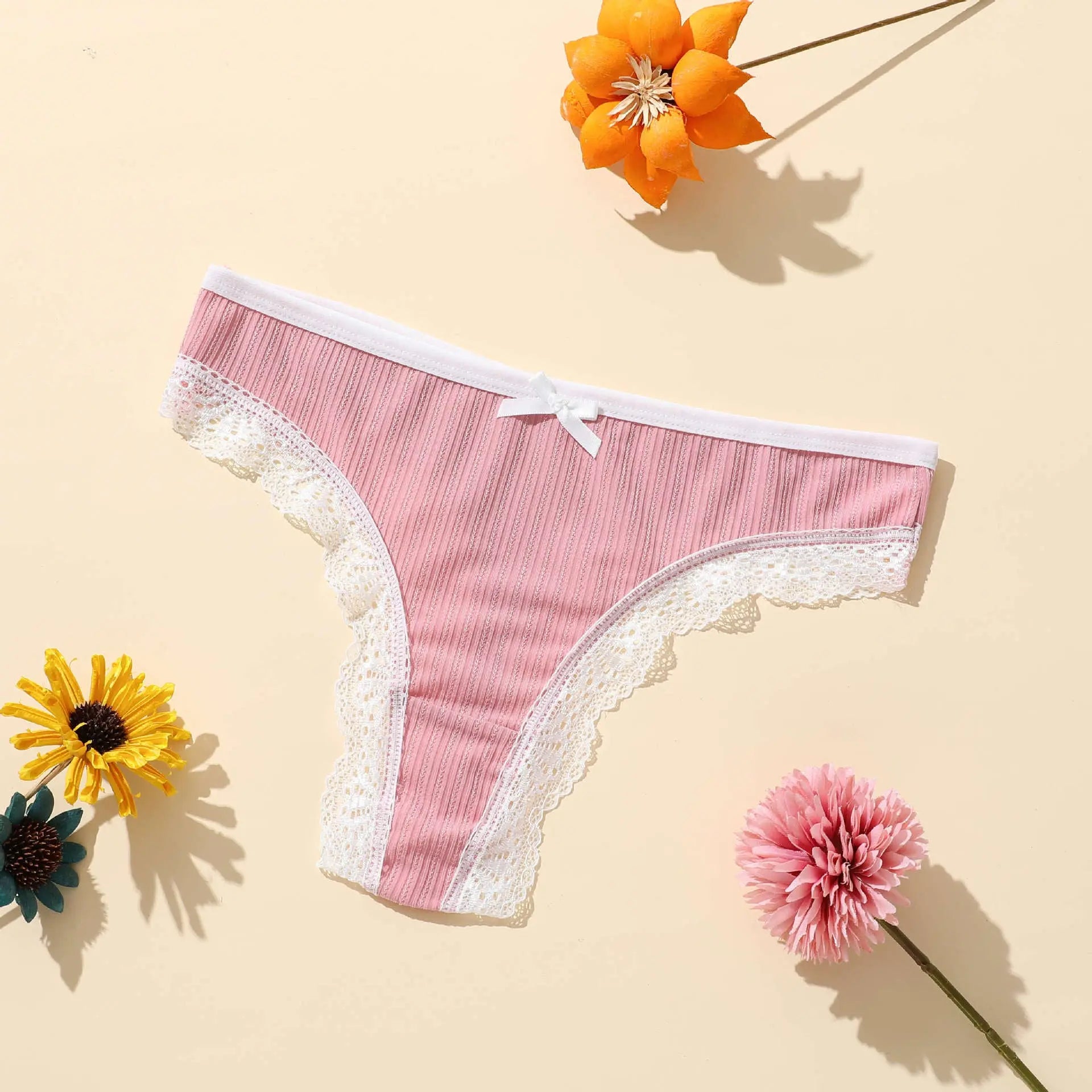 New breathable polyester thong panties for girls lace belly mid-low waist Barbie thong for girls - Alice Thong