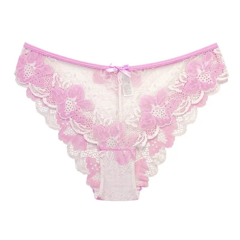 New style lace panties hollow mesh low waist women's briefs lace edge - Alice Thong