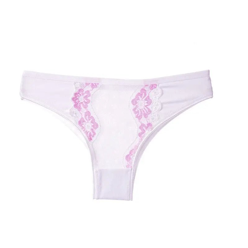 Women's panties pure cotton sexy low waist seamless thong girls hip lift embroidered T-word panties panties - Alice Thong