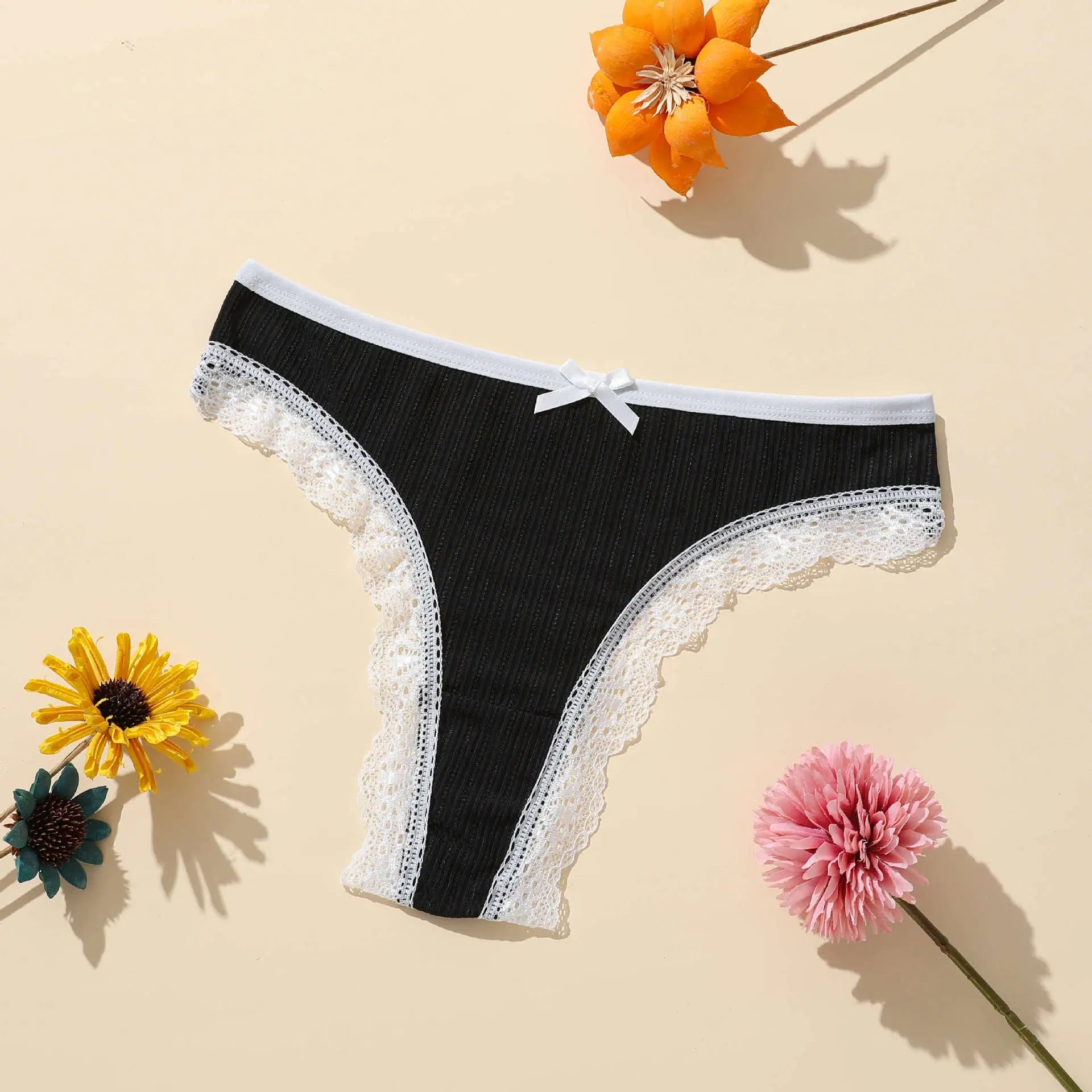 New breathable polyester thong panties for girls lace belly mid-low waist Barbie thong for girls - Alice Thong