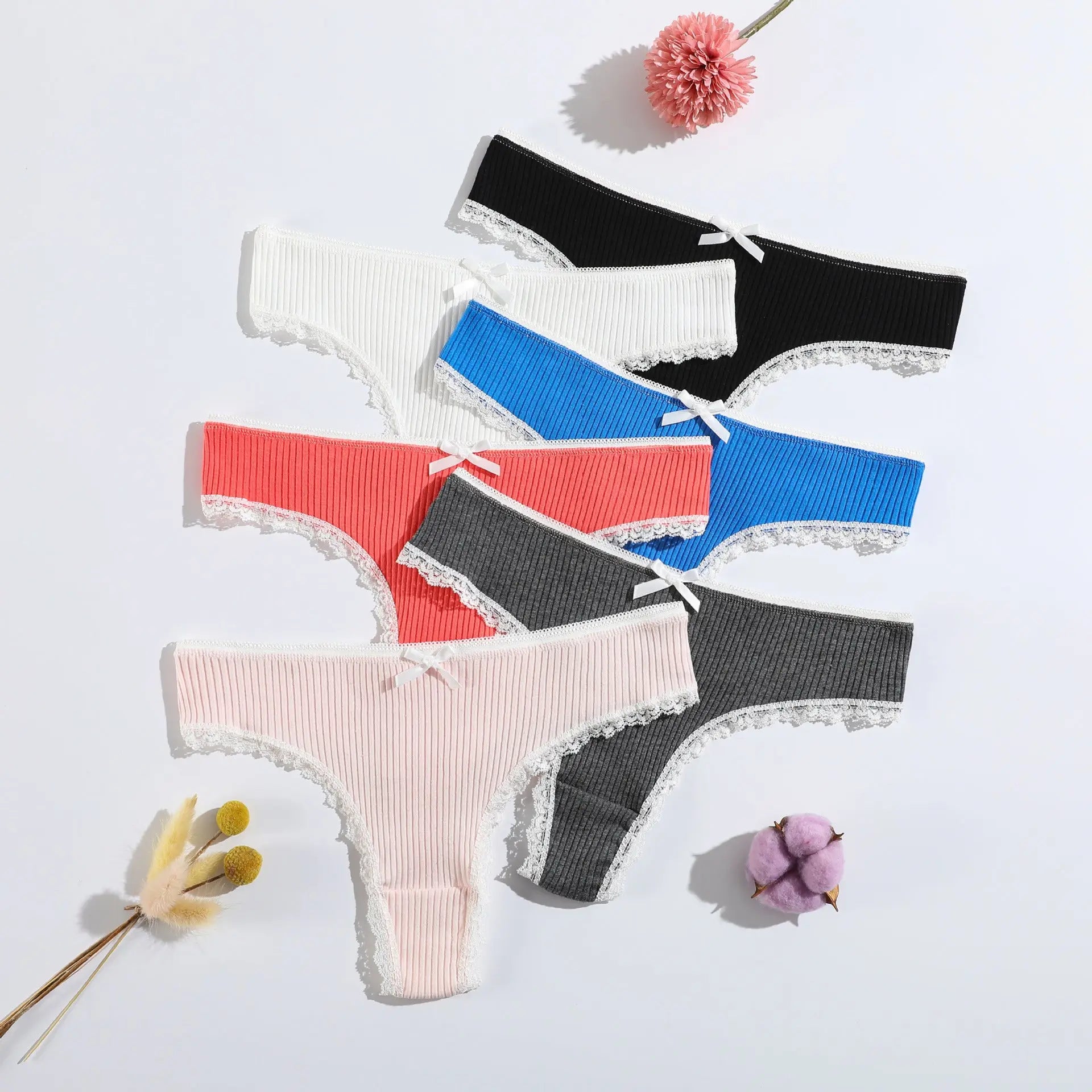 New G-panties girls lace belly threaded thongs women's low waist breathable pure cotton T-pants - Alice Thong