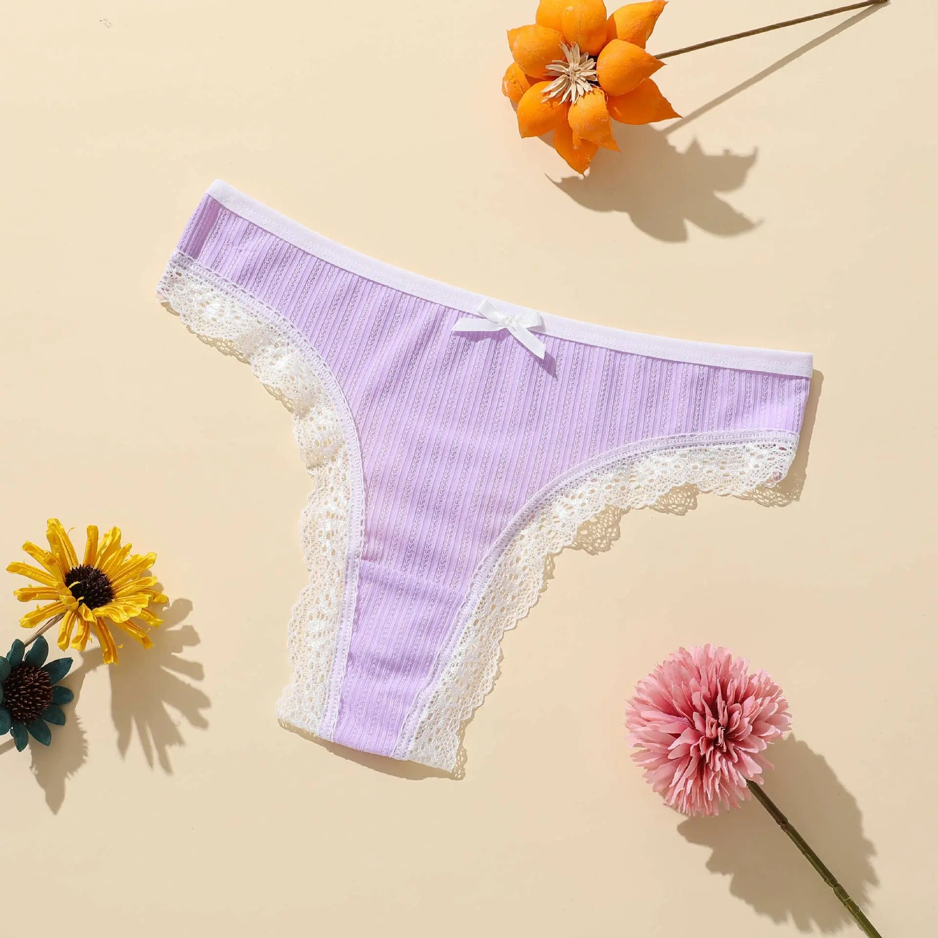 New breathable polyester thong panties for girls lace belly mid-low waist Barbie thong for girls - Alice Thong
