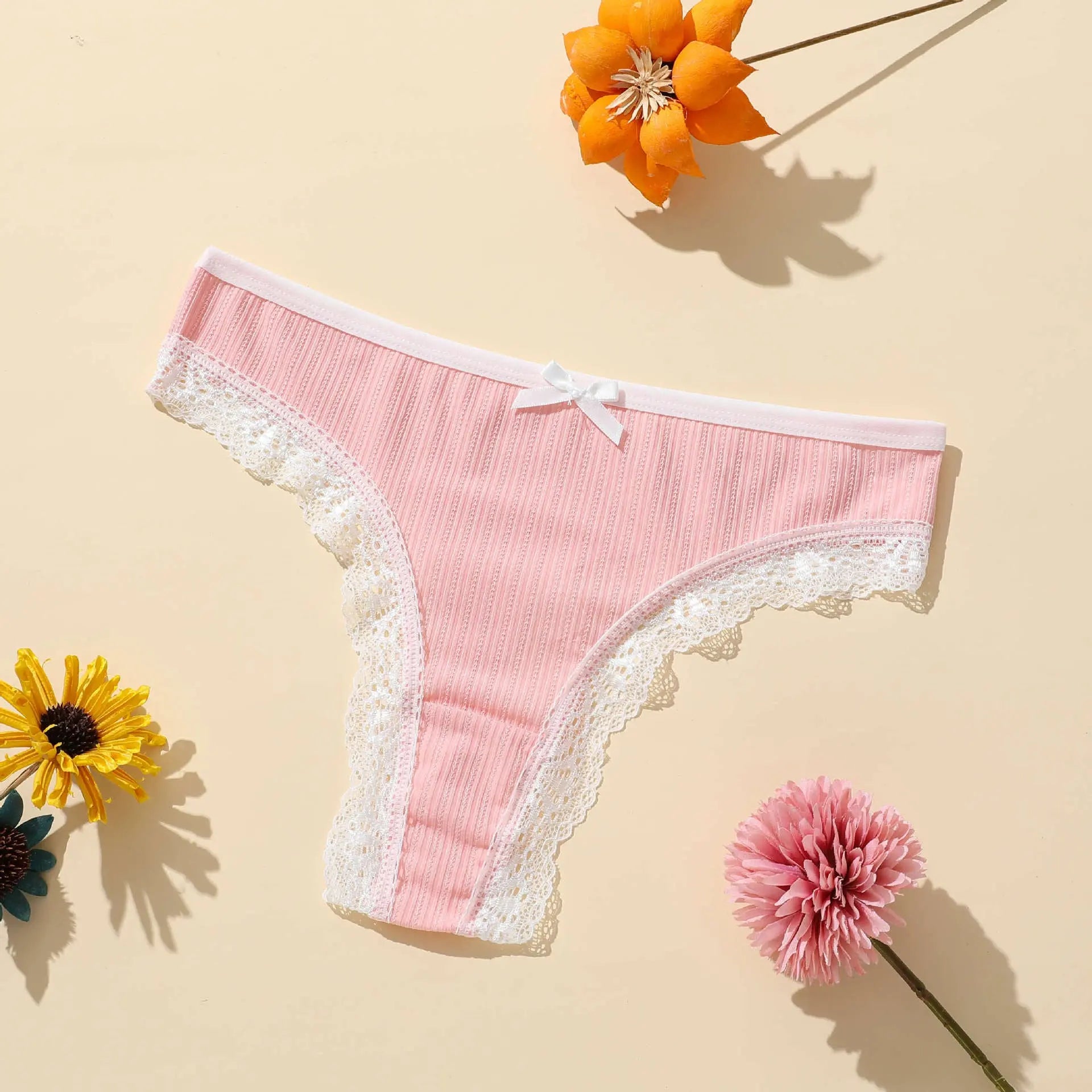 New breathable polyester thong panties for girls lace belly mid-low waist Barbie thong for girls - Alice Thong