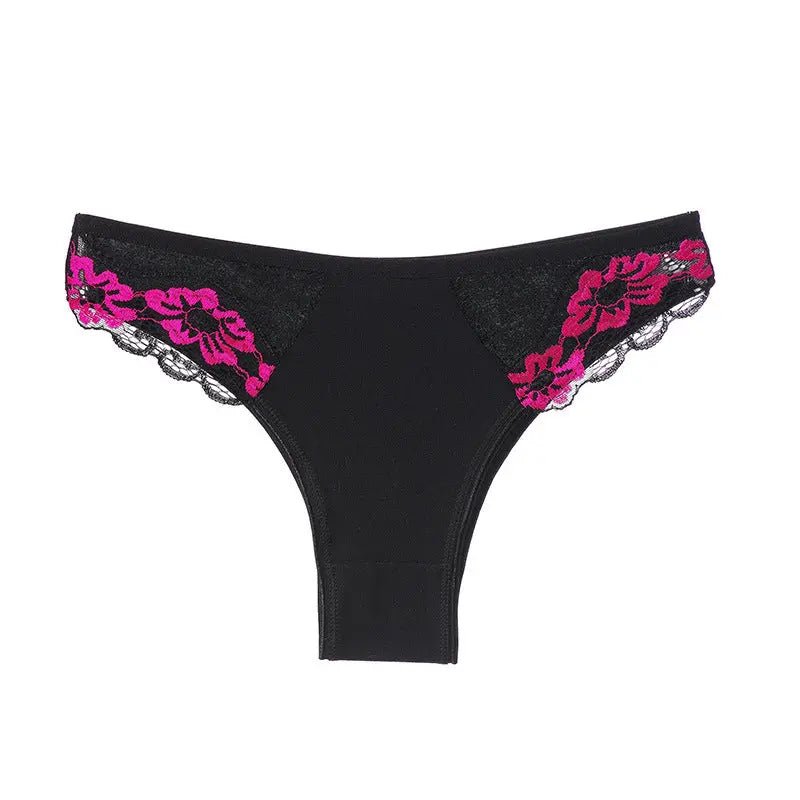 Pure cotton women's underwear seamless thong sexy lace splicing pure cotton underwear women's European and American large size T pants - Alice Thong