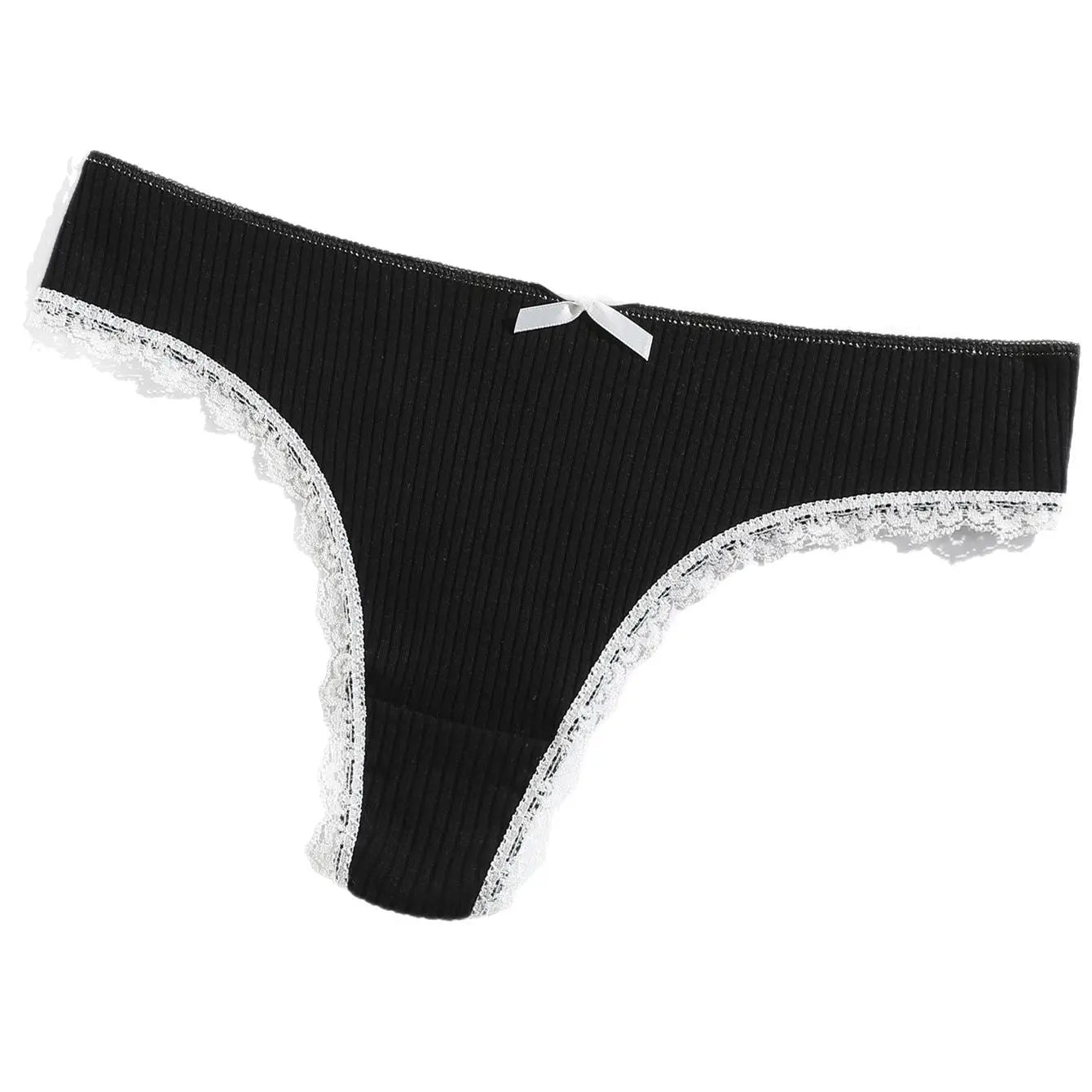 New G-panties girls lace belly threaded thongs women's low waist breathable pure cotton T-pants - Alice Thong