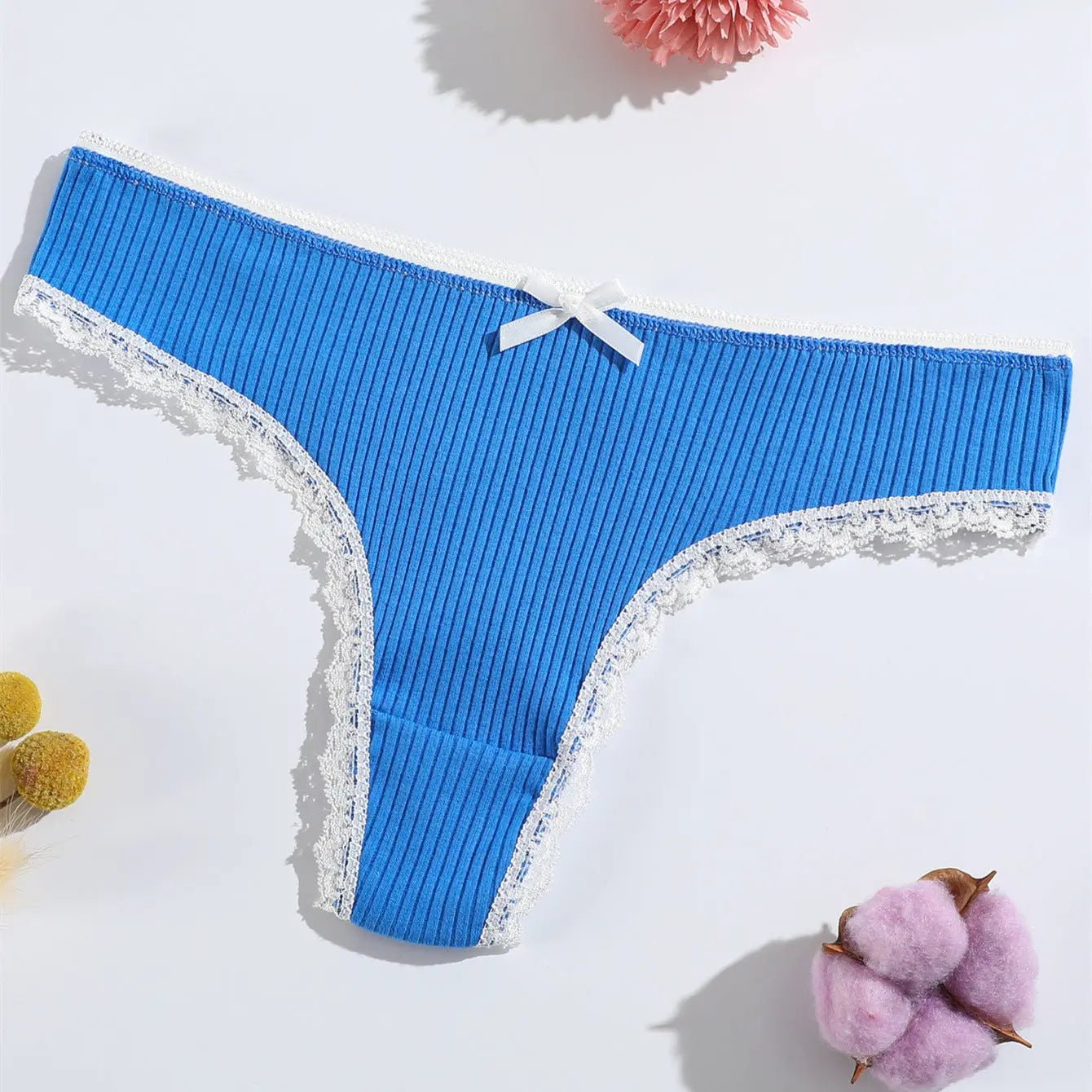 New G-panties girls lace belly threaded thongs women's low waist breathable pure cotton T-pants - Alice Thong
