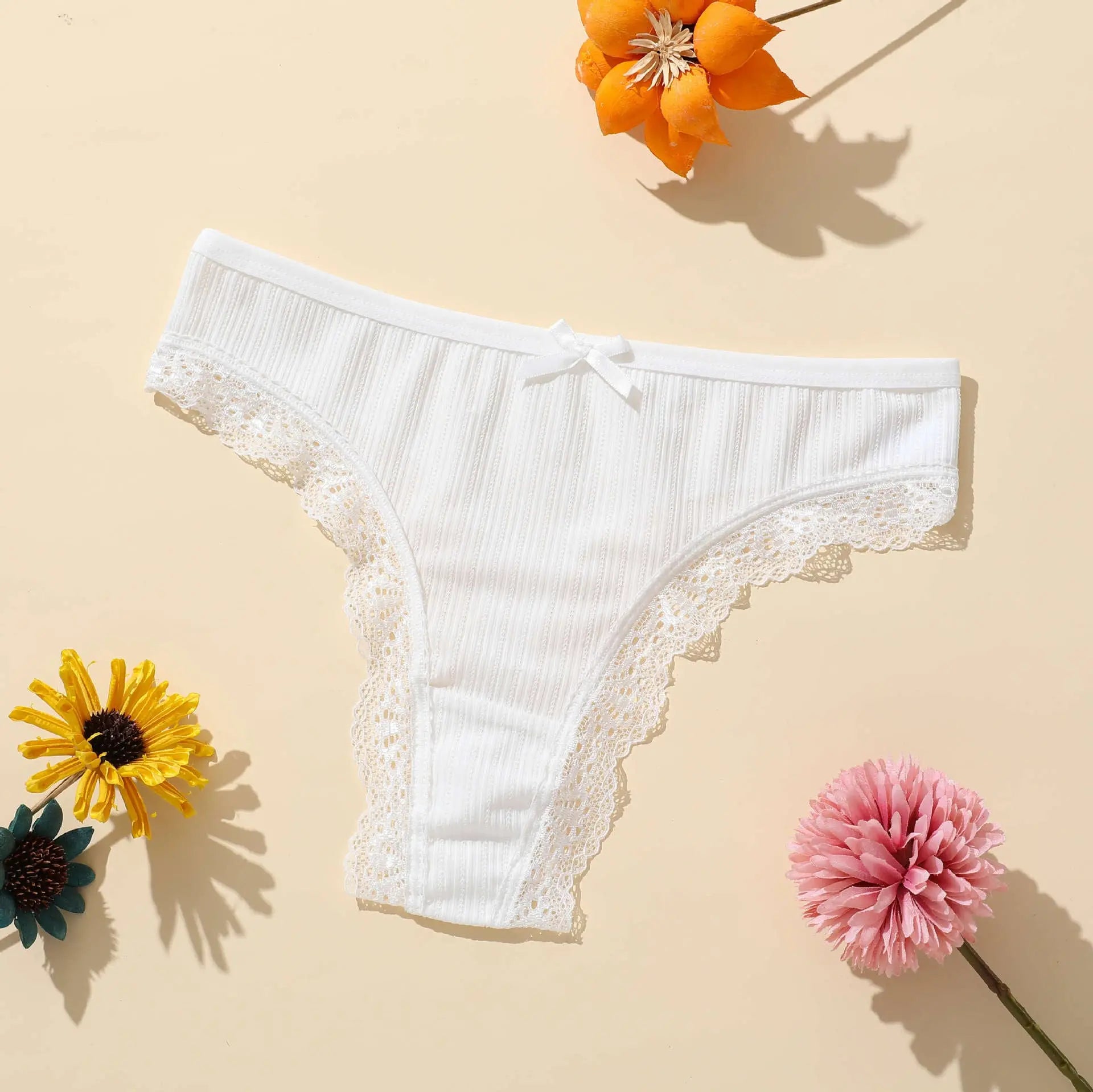 New breathable polyester thong panties for girls lace belly mid-low waist Barbie thong for girls - Alice Thong