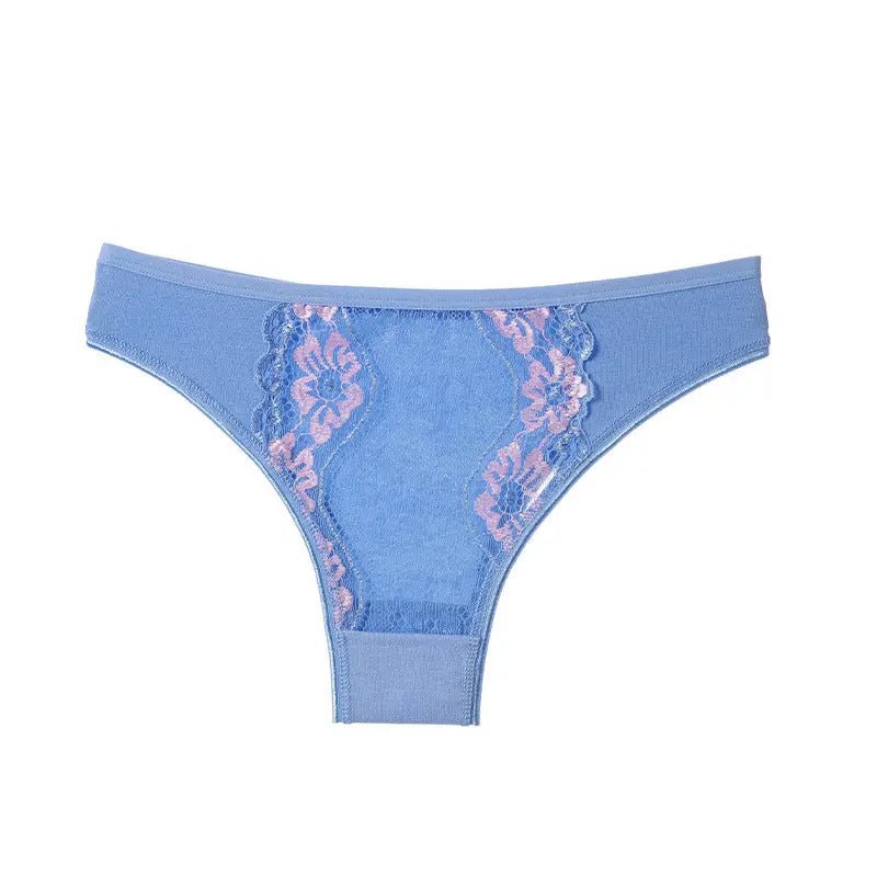 Women's panties pure cotton sexy low waist seamless thong girls hip lift embroidered T-word panties panties - Alice Thong