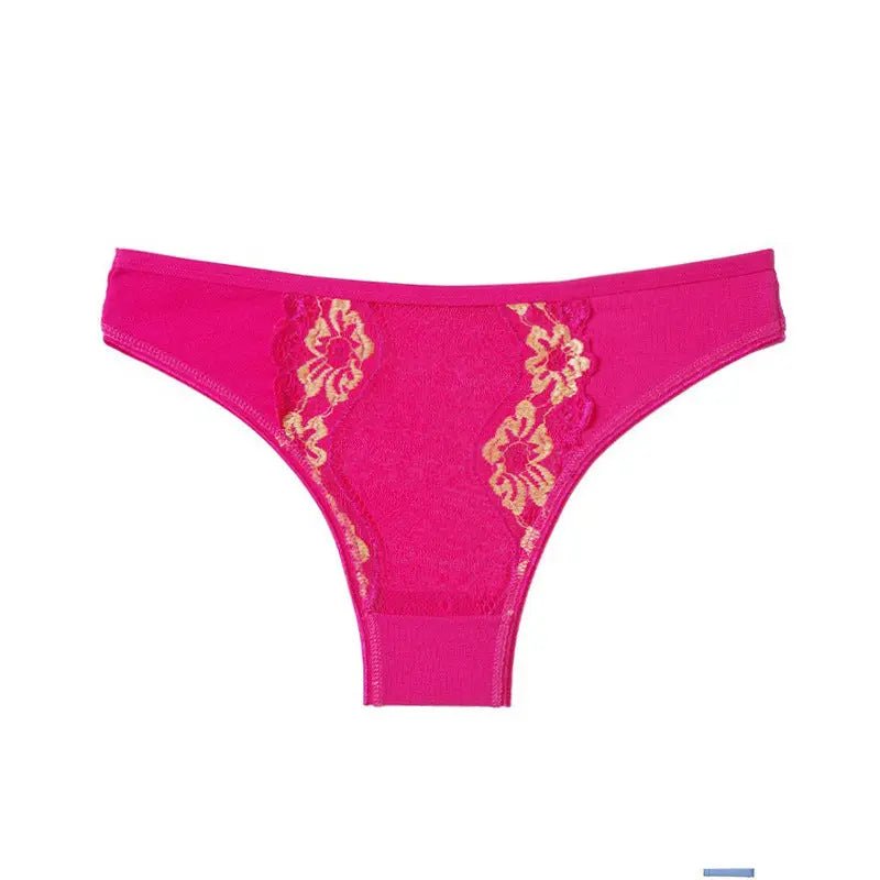 Women's panties pure cotton sexy low waist seamless thong girls hip lift embroidered T-word panties panties - Alice Thong