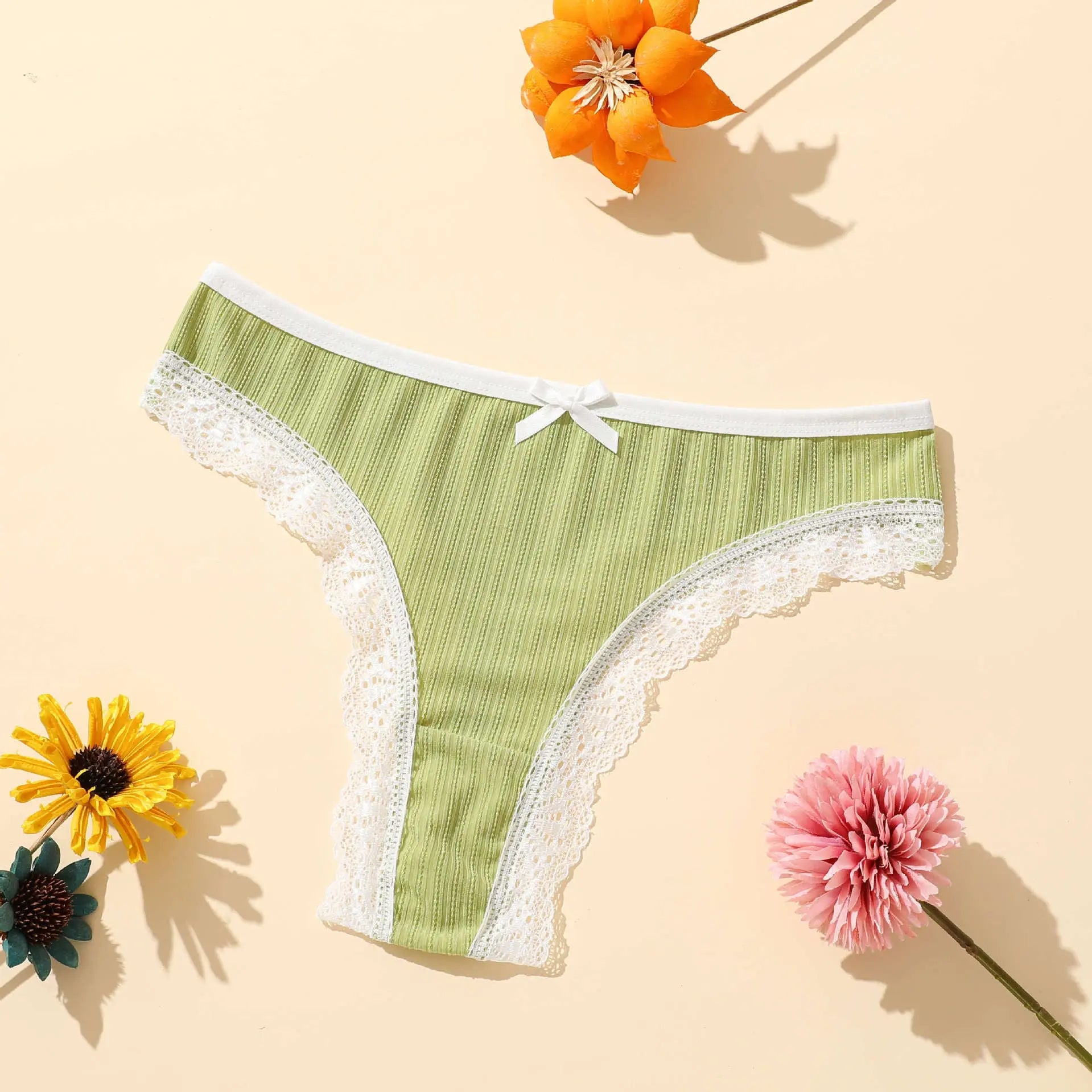 New breathable polyester thong panties for girls lace belly mid-low waist Barbie thong for girls - Alice Thong