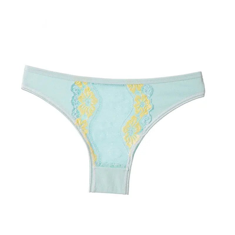 Women's panties pure cotton sexy low waist seamless thong girls hip lift embroidered T-word panties panties - Alice Thong