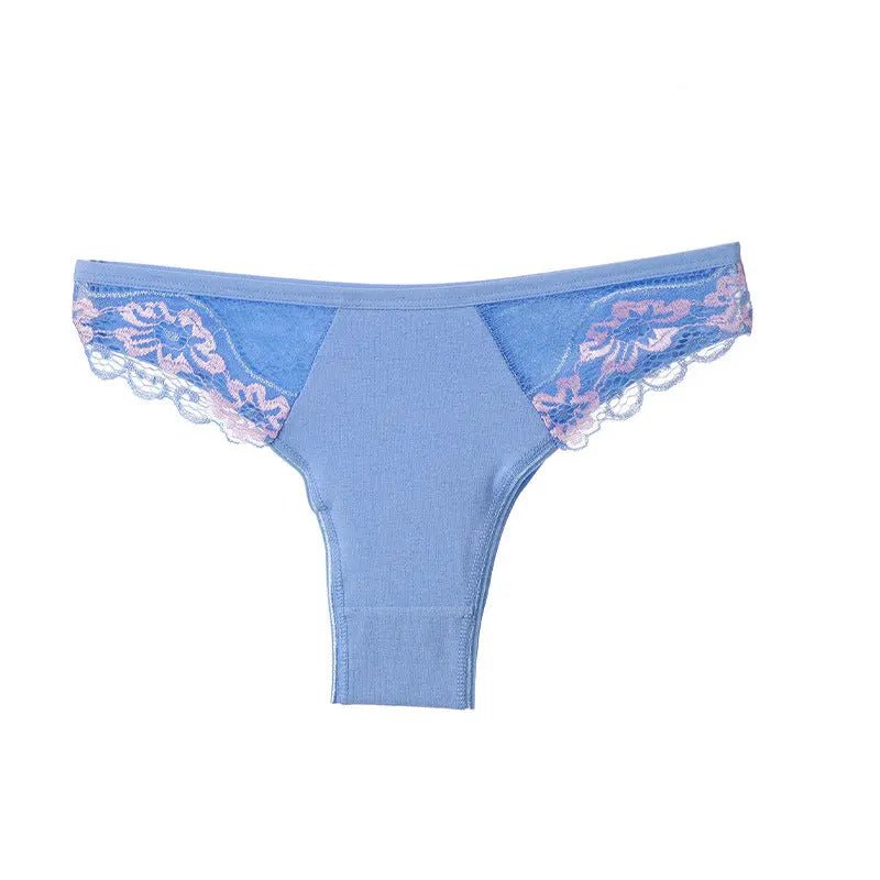 Pure cotton women's underwear seamless thong sexy lace splicing pure cotton underwear women's European and American large size T pants - Alice Thong