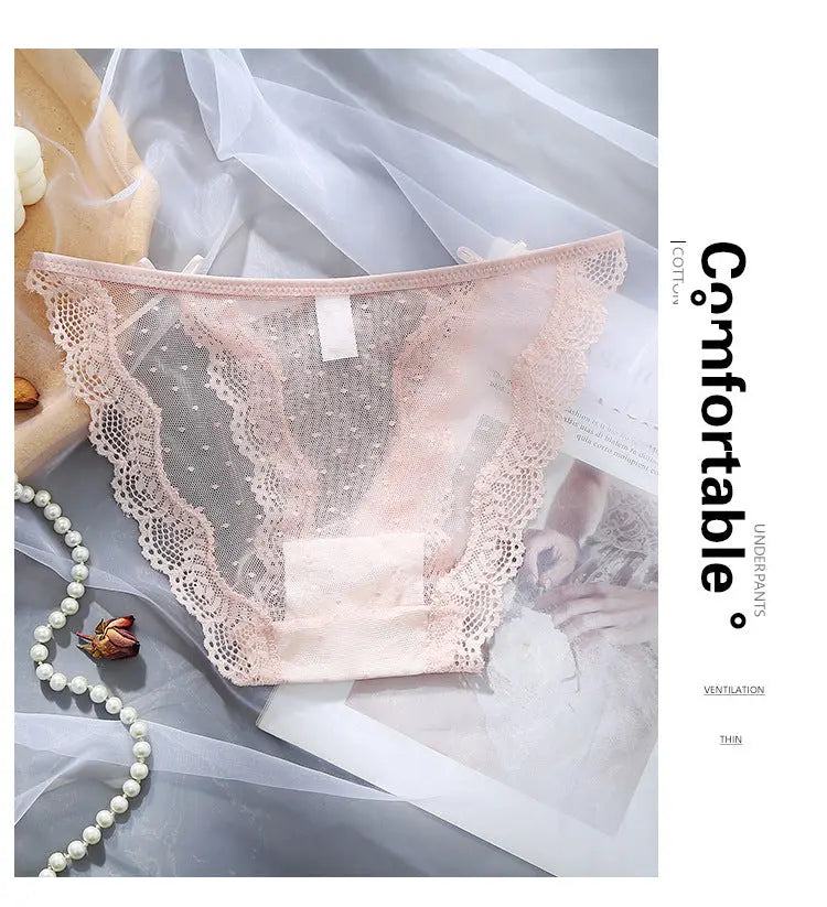 Sexy Lace Bow Tie Straps Comfortable Breathable High-Quality Japanese Sweet Girl Women's Briefs Alice Thong