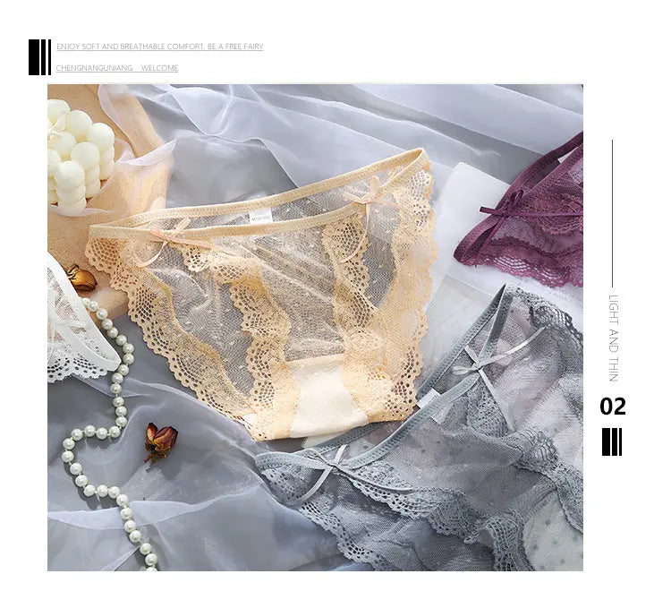Sexy Lace Bow Tie Straps Comfortable Breathable High-Quality Japanese Sweet Girl Women's Briefs Alice Thong