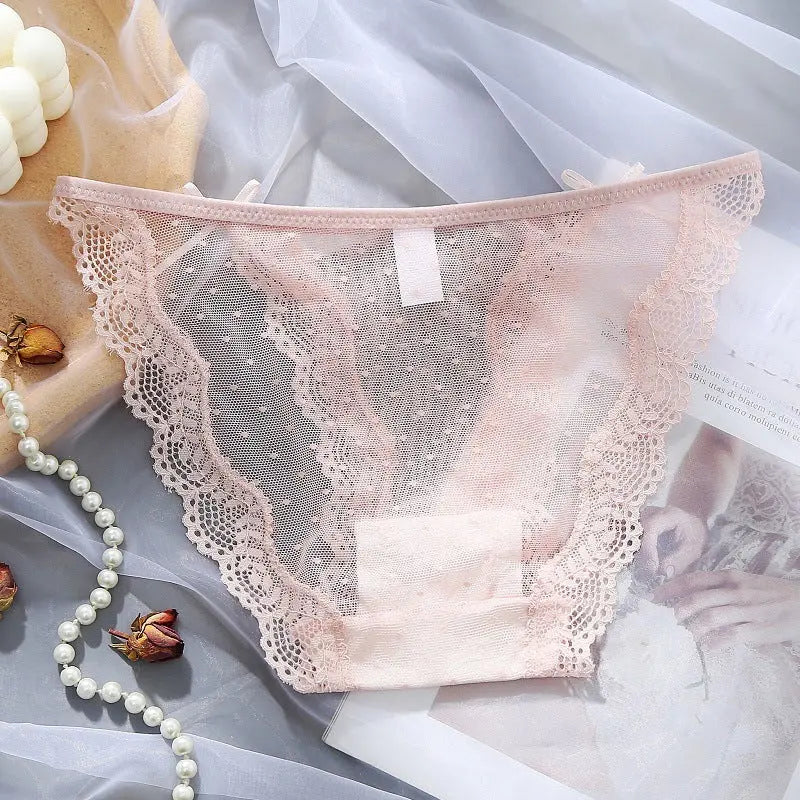Sexy Lace Bow Tie Straps Comfortable Breathable High-Quality Japanese Sweet Girl Women's Briefs Alice Thong