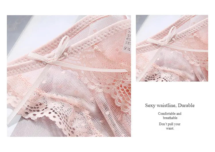 Sexy Lace Bow Tie Straps Comfortable Breathable High-Quality Japanese Sweet Girl Women's Briefs Alice Thong