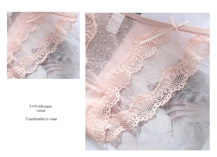 Sexy Lace Bow Tie Straps Comfortable Breathable High-Quality Japanese Sweet Girl Women's Briefs Alice Thong
