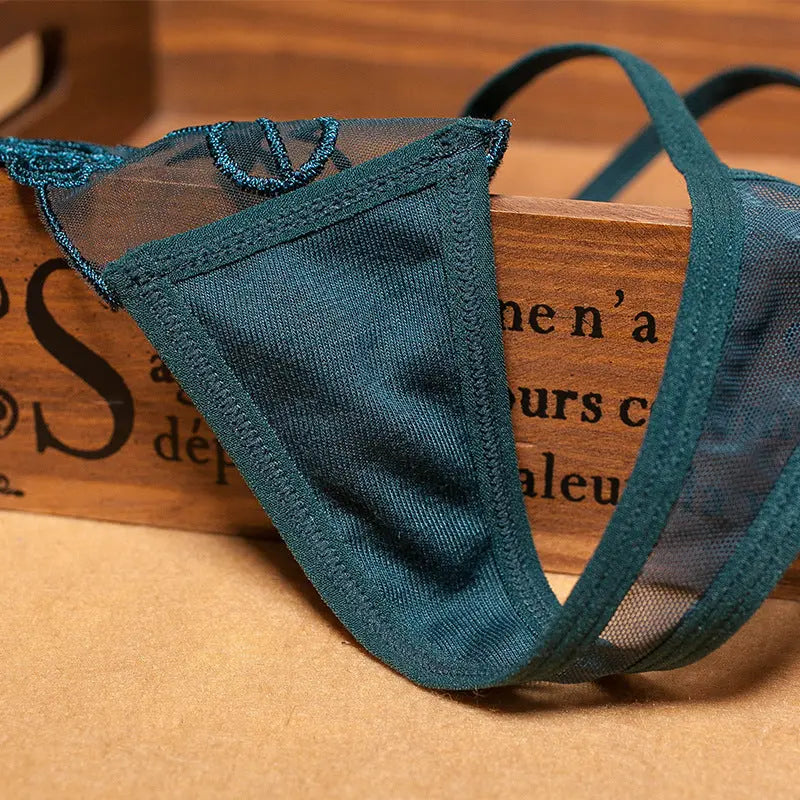Sexy embroidered women's thong, lace mesh with thin straps, plus size women's panties. 我的商店