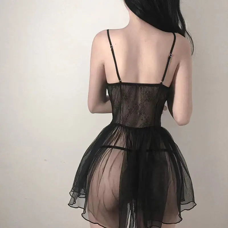 Sexy lingerie, lace nightgown, thong, open crotch transparent nightdress, gauze skirt. 我的商店