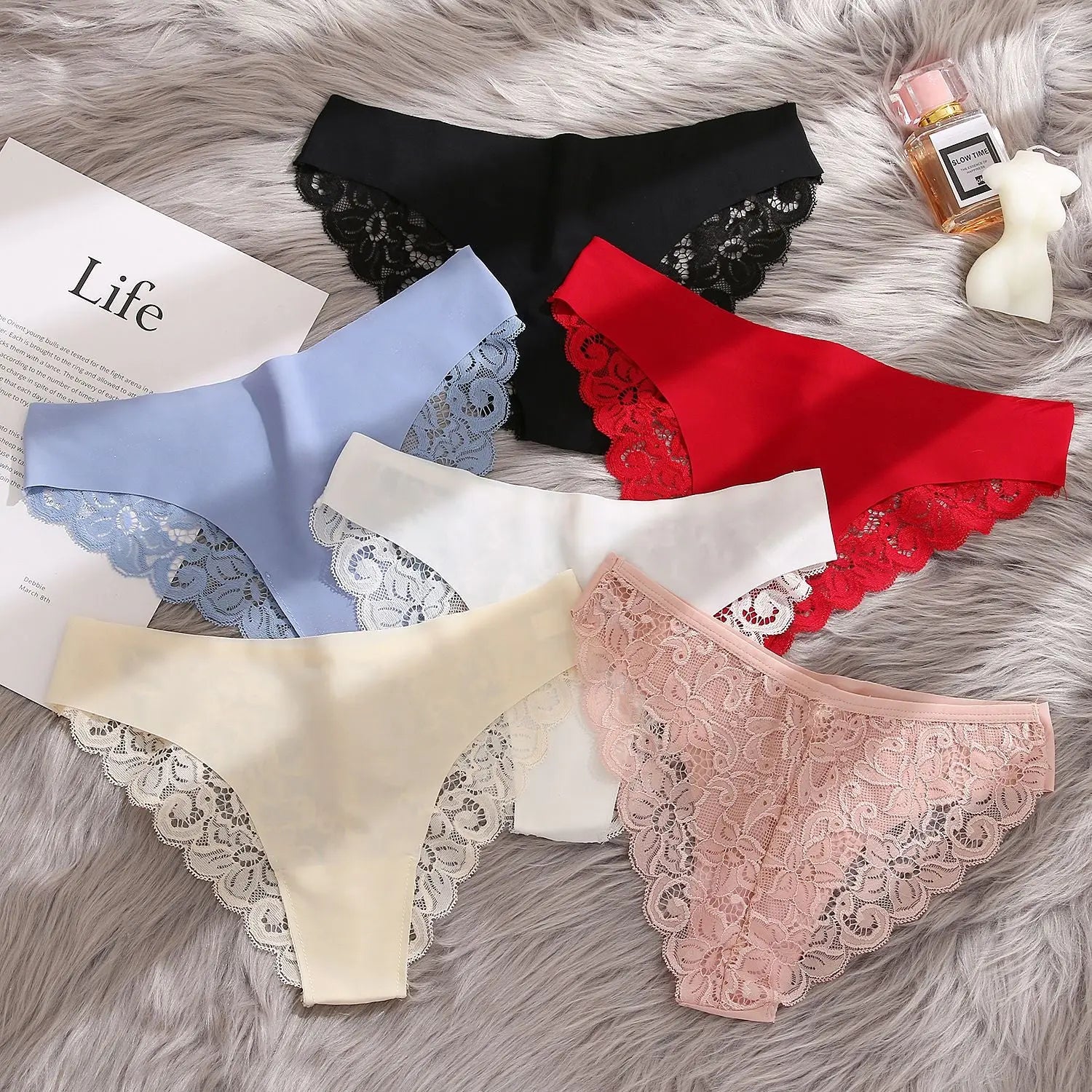 Summer new style women's sexy lace seamless women's underwear low waist solid color fashion briefs Alice Thong