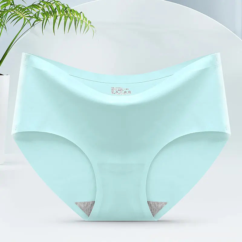 Women's ice silk panties seamless panties one-piece panties mid-waist sexy women's panties briefs head Alice Thong